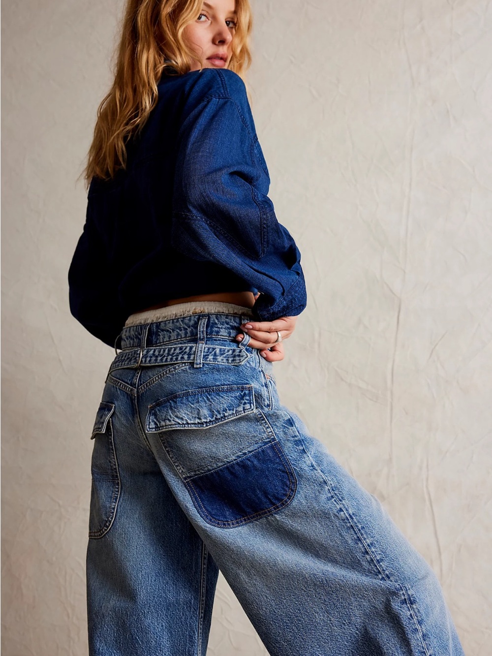 NWOT FREE PEOPLE We The Free Waterfall Baggy Wide-Leg Jeans SZ: 31S